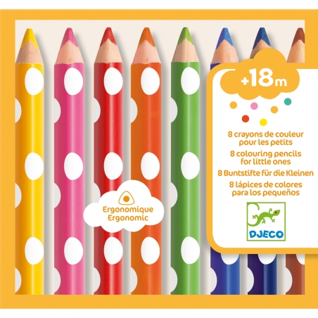 8 Crayons de couleurs Ergonomiques