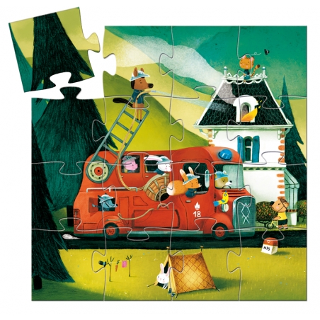 Puzzle silhouette - Le camion de pompier - 16 pcs