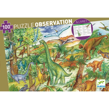 Puzzle observation - Dinosaures + Livret - 100 pcs