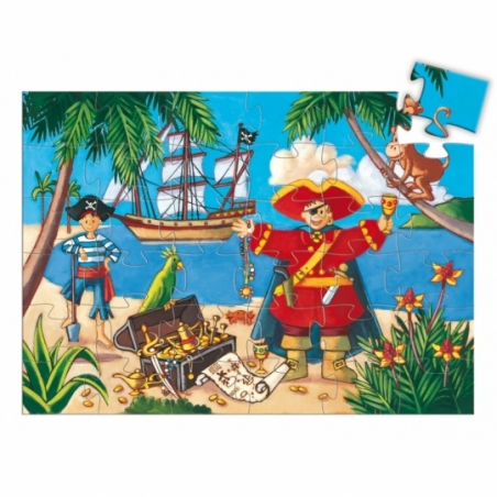 Puzzle silhouette - Le pirate et son trésor - 36 pcs