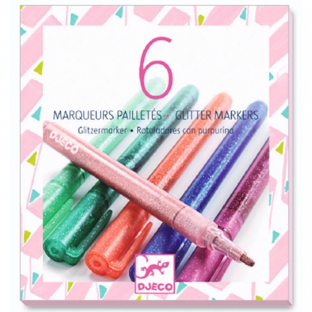6 marqueurs pailletés - sweet